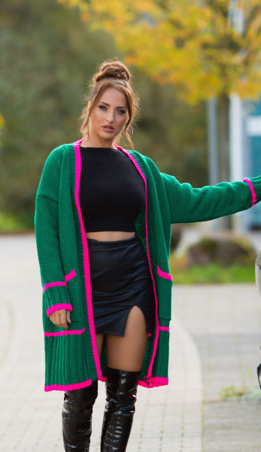 Trendy knit Cardigan with pockets Green